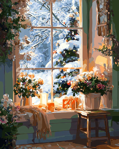 Diamond Painting - Inverno Romantico 40x50cm tela già incorniciata