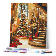 Carica l'immagine nel visualizzatore di Gallery, Diamond Painting - Salone addobbato a Natale 40x50cm tela già incorniciata