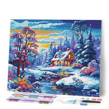 Carica l'immagine nel visualizzatore di Gallery, Diamond Painting - Cottage Invernale sul Fiume