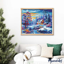 Carica l'immagine nel visualizzatore di Gallery, Diamond Painting - Cottage Invernale sul Fiume
