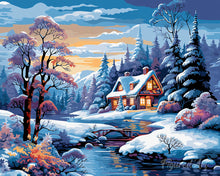 Carica l'immagine nel visualizzatore di Gallery, Diamond Painting - Cottage Invernale sul Fiume