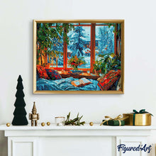 Carica l'immagine nel visualizzatore di Gallery, Diamond Painting - Sera Invernale Accogliente 40x50cm tela già incorniciata
