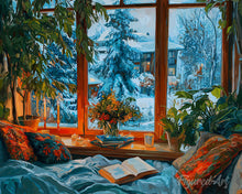 Carica l'immagine nel visualizzatore di Gallery, Diamond Painting - Sera Invernale Accogliente 40x50cm tela già incorniciata