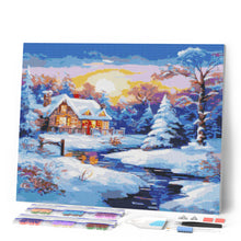 Carica l'immagine nel visualizzatore di Gallery, Diamond Painting - Baita Invernale al Tramonto