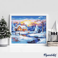 Carica l'immagine nel visualizzatore di Gallery, Diamond Painting - Baita Invernale al Tramonto