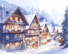 Carica l&#39;immagine nel visualizzatore di Gallery, Diamond Painting - Villaggio Innevato ad Acquerello