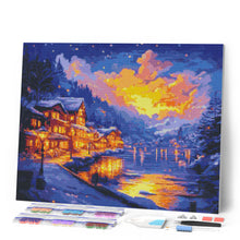 Carica l'immagine nel visualizzatore di Gallery, Diamond Painting - Villaggio sul Lago Illuminato