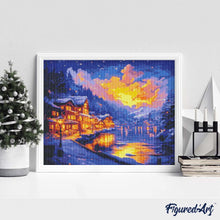 Carica l'immagine nel visualizzatore di Gallery, Diamond Painting - Villaggio sul Lago Illuminato