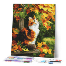 Carica l'immagine nel visualizzatore di Gallery, Diamond Painting - Gatto calico in autunno