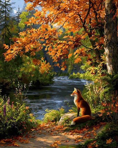 Diamond Painting - Volpe rossa al fiume