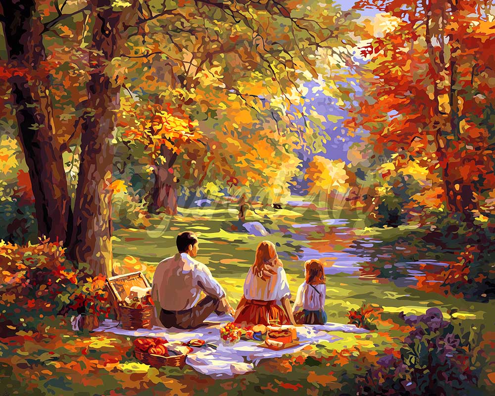 Diamond Painting - Picnic familiare d'autunno