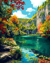 Carica l&#39;immagine nel visualizzatore di Gallery, Diamond Painting - Lago smeraldo in autunno