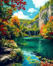 Carica l'immagine nel visualizzatore di Gallery, Diamond Painting - Lago smeraldo in autunno
