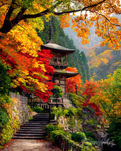 Carica l'immagine nel visualizzatore di Gallery, Diamond Painting - Pagoda giapponese in autunno