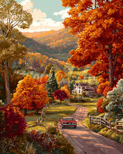 Carica l&#39;immagine nel visualizzatore di Gallery, Diamond Painting - Strada di campagna in autunno