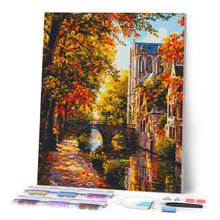 Carica l'immagine nel visualizzatore di Gallery, Diamond Painting - Città sul fiume in autunno