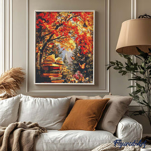 Diamond Painting - Lettura con farfalle