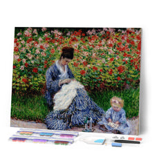 Carica l'immagine nel visualizzatore di Gallery, Diamond Painting - Camille Monet e un bambino nel giardino dell’artista ad Argenteuil - Monet