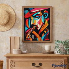 Carica l'immagine nel visualizzatore di Gallery, Diamond Painting - Uomo e Sax Astratto Colorato