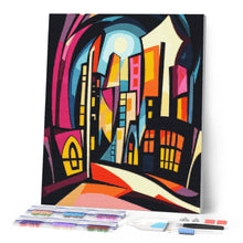Carica l'immagine nel visualizzatore di Gallery, Diamond Painting - Città Illuminata Astratta Colorata