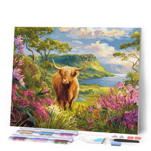 Carica l'immagine nel visualizzatore di Gallery, Diamond Painting - Highland Cow valle primaverile