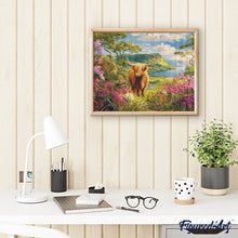 Carica l'immagine nel visualizzatore di Gallery, Diamond Painting - Highland Cow valle primaverile