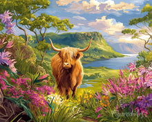 Carica l'immagine nel visualizzatore di Gallery, Diamond Painting - Highland Cow valle primaverile
