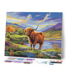 Carica l'immagine nel visualizzatore di Gallery, Diamond Painting - Highland Cow tra cieli dipinti