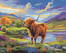Carica l'immagine nel visualizzatore di Gallery, Diamond Painting - Highland Cow tra cieli dipinti