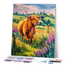 Carica l'immagine nel visualizzatore di Gallery, Diamond Painting - Highland Cow in campagna