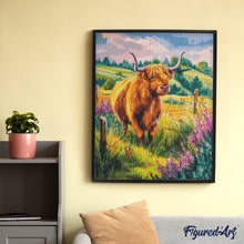 Carica l'immagine nel visualizzatore di Gallery, Diamond Painting - Highland Cow in campagna