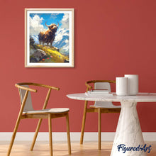 Carica l'immagine nel visualizzatore di Gallery, Diamond Painting - Highland Cow e vista alpina