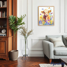 Carica l'immagine nel visualizzatore di Gallery, Diamond Painting - Highland Cow con farfalle