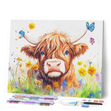 Carica l'immagine nel visualizzatore di Gallery, Diamond Painting - Ritratto primaverile di Highland Cow