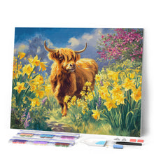 Carica l'immagine nel visualizzatore di Gallery, Diamond Painting - Highland Cow e narcisi