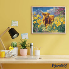 Carica l'immagine nel visualizzatore di Gallery, Diamond Painting - Highland Cow e narcisi