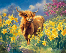 Carica l'immagine nel visualizzatore di Gallery, Diamond Painting - Highland Cow e narcisi
