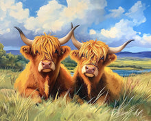 Carica l'immagine nel visualizzatore di Gallery, Diamond Painting - Highland Cow in un campo dorato
