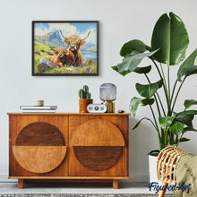Carica l'immagine nel visualizzatore di Gallery, Diamond Painting - Highland Cow e il suo cucciolo