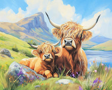 Carica l'immagine nel visualizzatore di Gallery, Diamond Painting - Highland Cow e il suo cucciolo