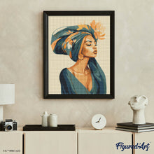 Carica l'immagine nel visualizzatore di Gallery, Diamond Painting - Donna con copricapo floreale