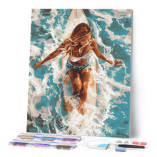Carica l'immagine nel visualizzatore di Gallery, Diamond Painting - Donna nell’oceano illuminato dal sole