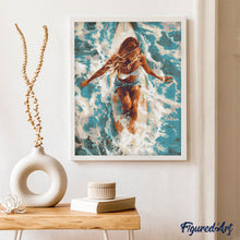 Carica l'immagine nel visualizzatore di Gallery, Diamond Painting - Donna nell’oceano illuminato dal sole