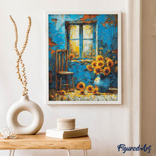 Carica l'immagine nel visualizzatore di Gallery, Diamond Painting - Girasoli alla finestra blu