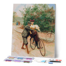 Carica l'immagine nel visualizzatore di Gallery, Diamond Painting - Lezione romantica di bicicletta - dipinto vintage