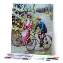 Carica l'immagine nel visualizzatore di Gallery, Diamond Painting - Coppia in bicicletta - dipinto vintage
