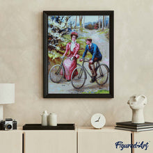Carica l'immagine nel visualizzatore di Gallery, Diamond Painting - Coppia in bicicletta - dipinto vintage