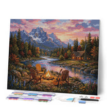 Carica l'immagine nel visualizzatore di Gallery, Diamond Painting - Bagliore del falò sul fiume