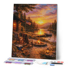 Carica l'immagine nel visualizzatore di Gallery, Diamond Painting - Ora d’oro sul lago