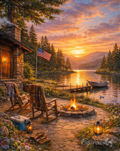 Carica l'immagine nel visualizzatore di Gallery, Diamond Painting - Ora d’oro sul lago